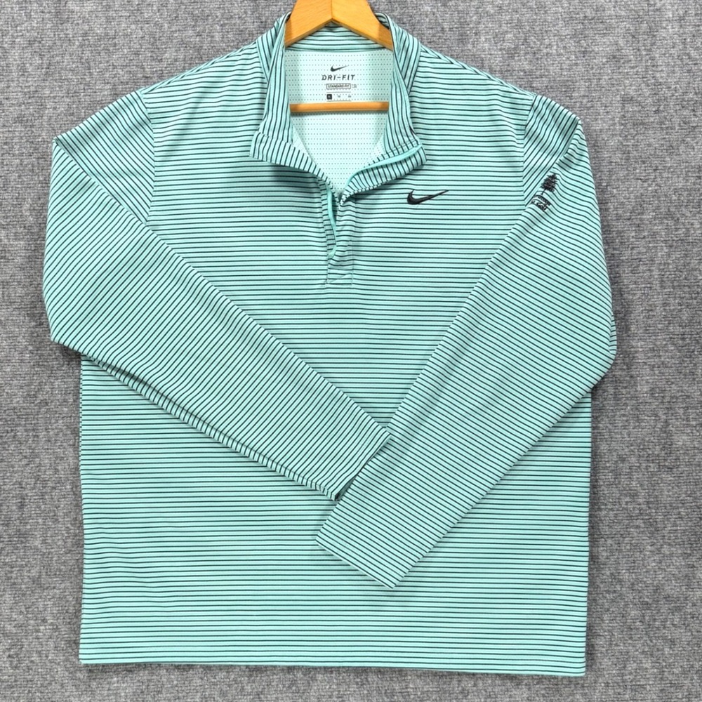 Nike Dri-FIT Victory Golf Pullover Men's XL Mint Green Stripe Saratoga Spa